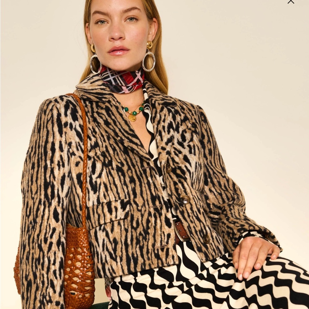 RIXO Leila Jacket Bohemia Leopard NWT